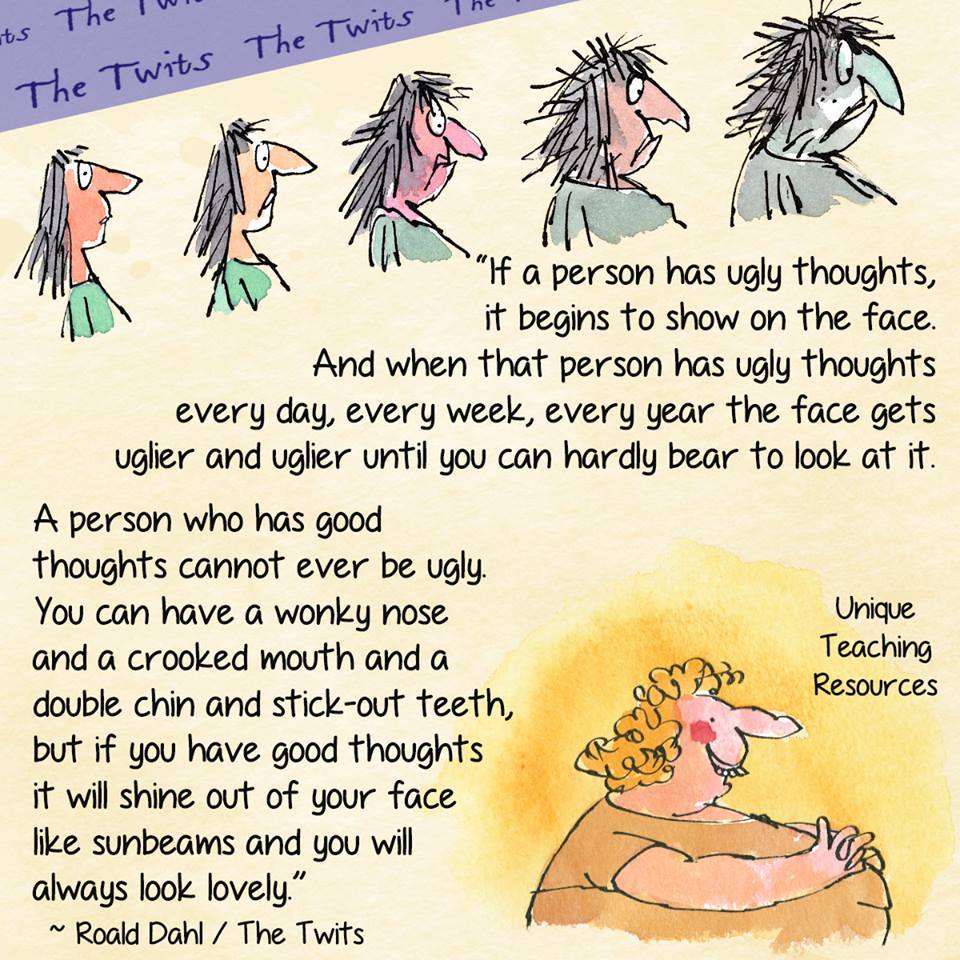 Roald Dahl happy thoughts lovely face