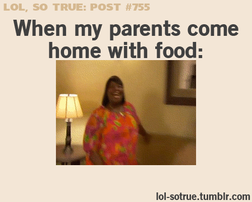parents come home with food