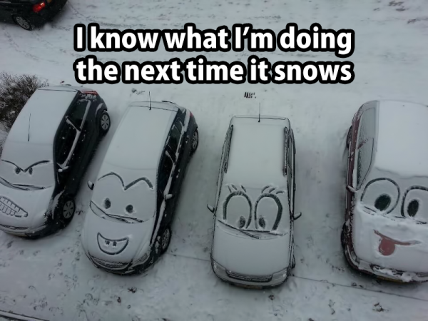 cars faces snow